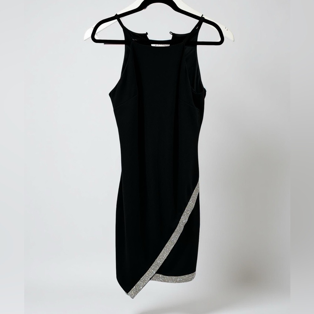 🪩Stunning Black Cocktail Dress Silver Rhinestone Accents, M. Perfect for Proms